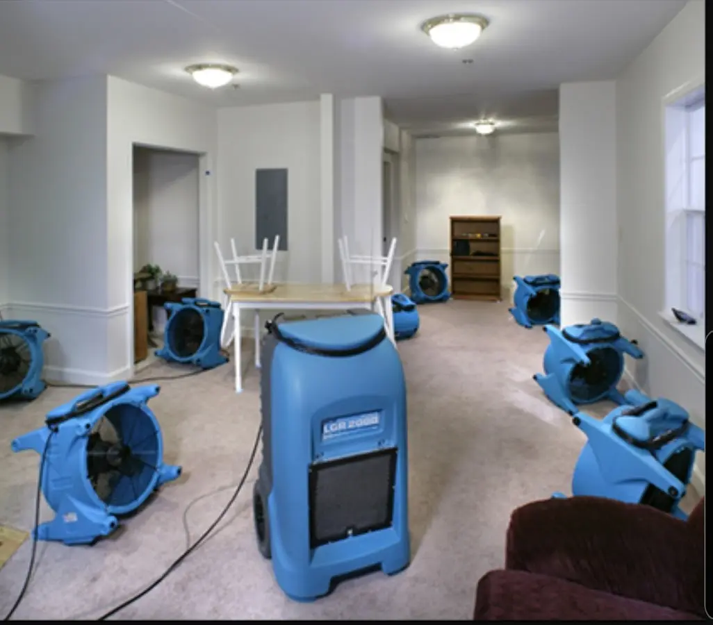 Air movers and dehumidifier setup for Water Extraction & Removal in Mint Hill