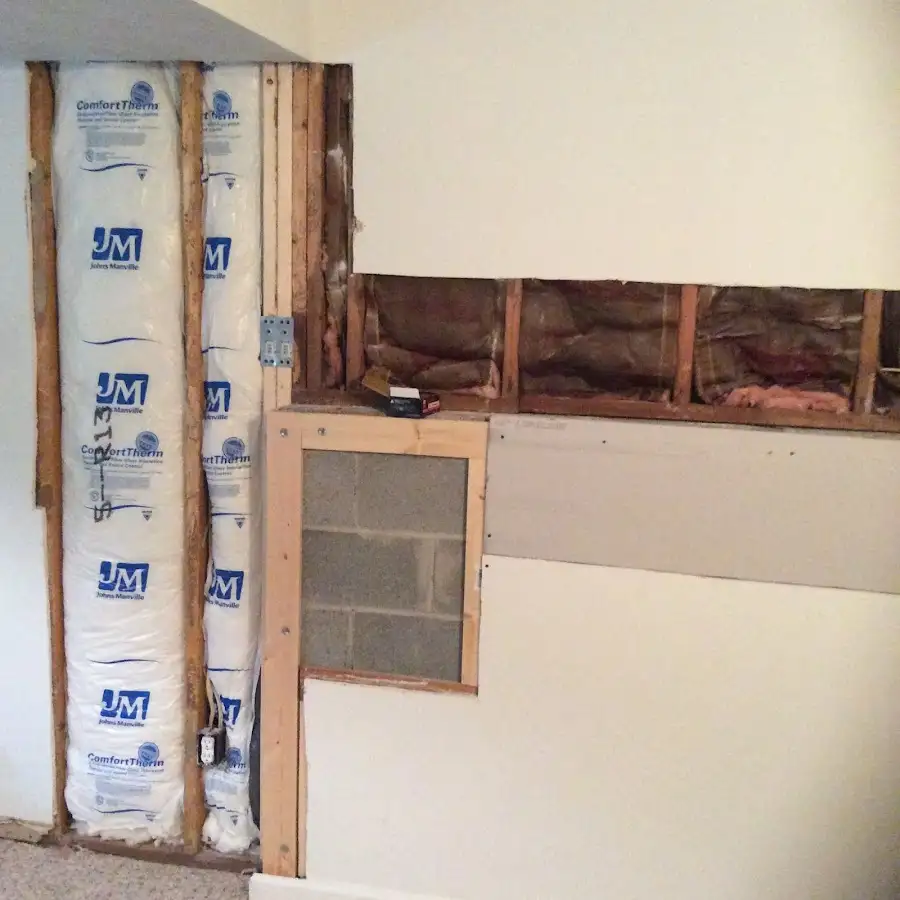 Wall insulation replacement during Basement Flood Cleanup in Mint Hill